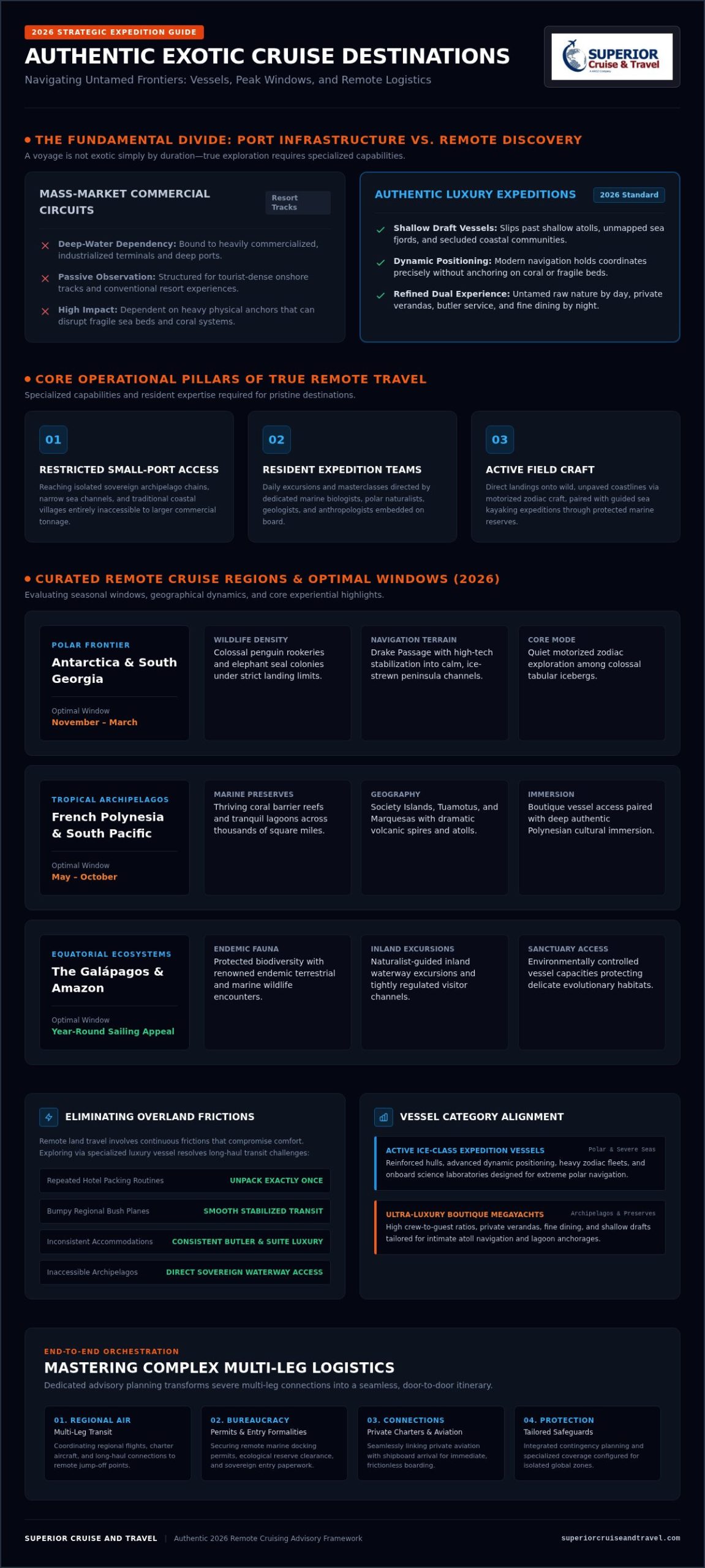 Top Exotic Cruise Destinations for 2026 Luxury Guide Infographic | Superior Cruise Travel Top Exotic Cruise Destinations for 2026 Luxury Guide